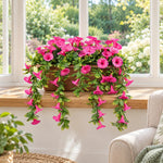Artificial Pink Petunia Window Box Planter 50cm - UV Resistant Draping Flowers - Designer Vertical Gardens allergy friendly plants artificial flowering plants