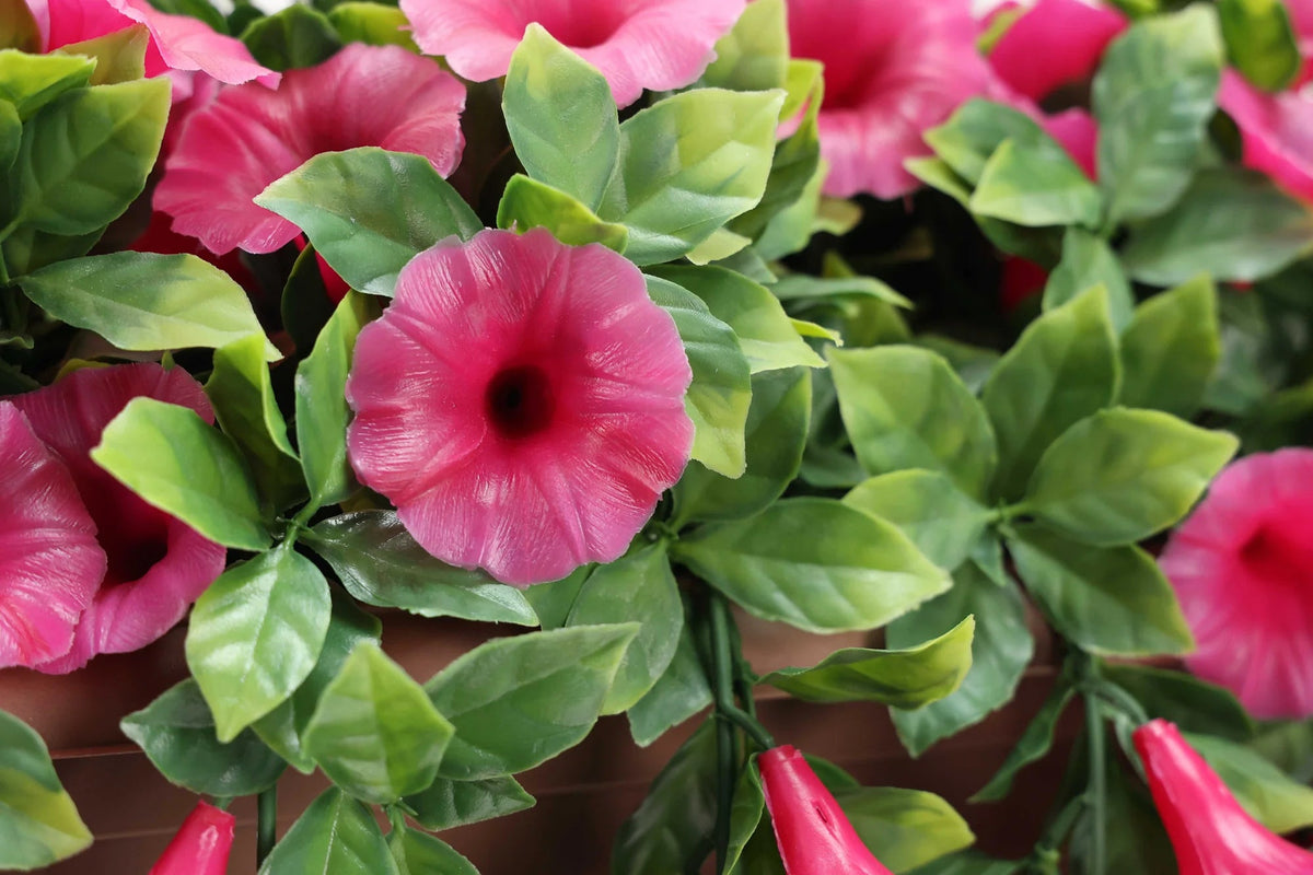 Artificial Pink Petunia Window Box Planter 50cm - UV Resistant Draping Flowers - Designer Vertical Gardens allergy friendly plants artificial flowering plants