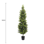 Artificial tree with dimensions on a white background