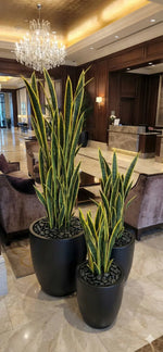 Artificial Snake Plant 150cm - UV Resistant Sansevieria with Yellow Edges - close-up view