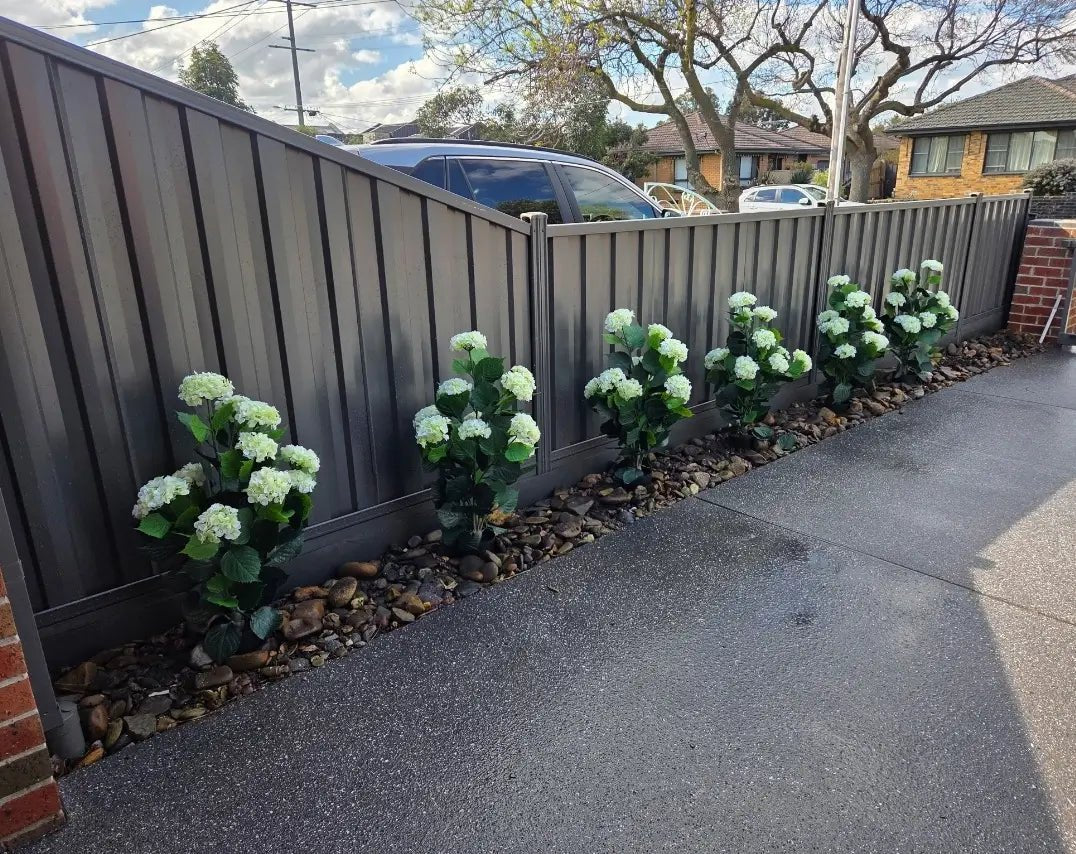 Artificial White Hydrangea Tree 90cm - UV Resistant Flowering Plant - Designer Vertical Gardens artificial hydrangea Artificial Trees