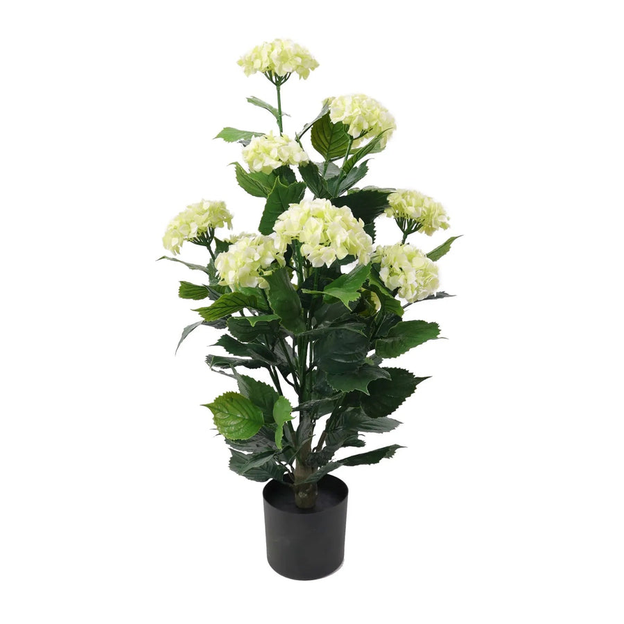 Artificial White Hydrangea Tree 90cm - UV Resistant Flowering Plant