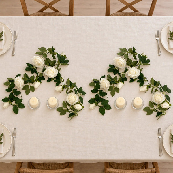 Artificial White Rose Garland 190cm — gallery image 6