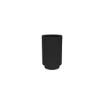 Black cylindrical vase on a white background