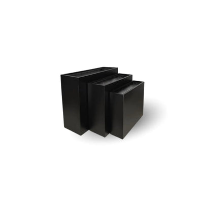 Tal  Luxury Rectangular Trough Planter Set of 3 | Matt Black & White | Premium Pot Range