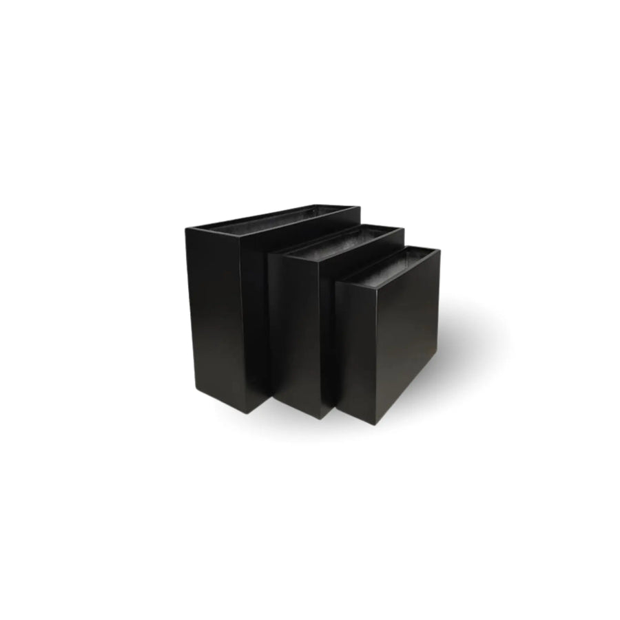 Tal  Luxury Rectangular Trough Planter Set of 3 | Matt Black & White | Premium Pot Range