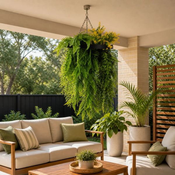 Black Framed Hanging Disc with Tropical Foliage — gallery image 5
