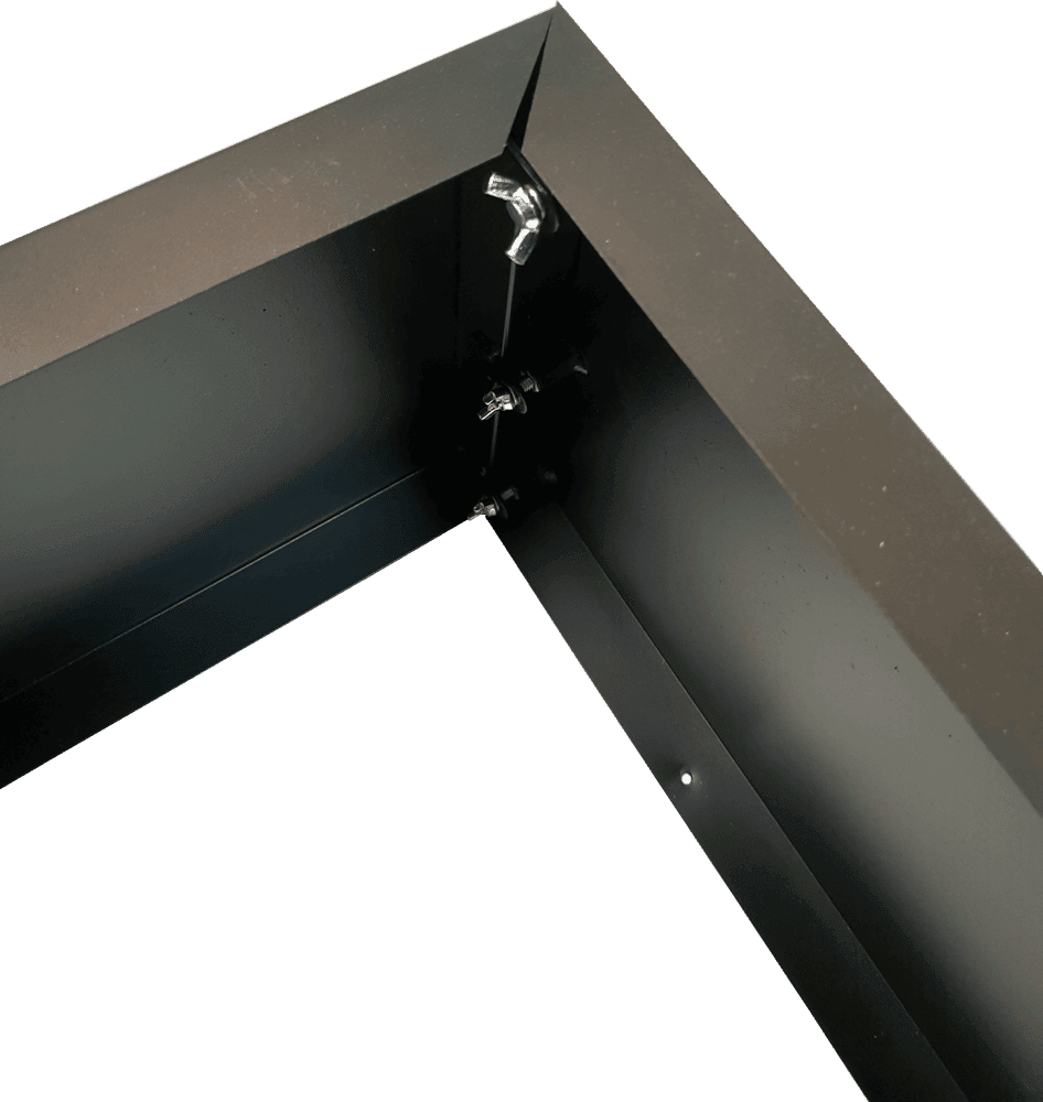 Metal corner bracket on a green background
