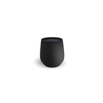 Black cylindrical object on a white background