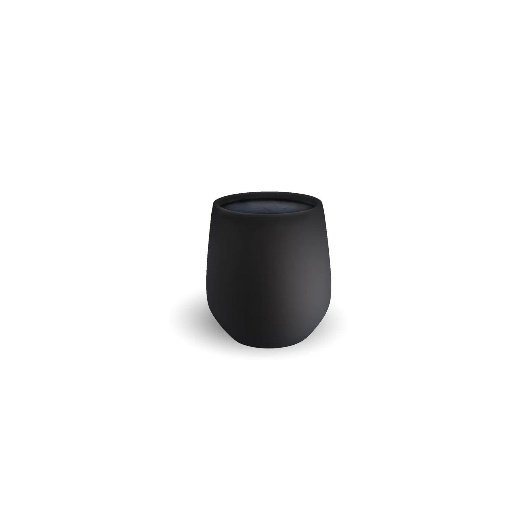 Black cylindrical object on a white background