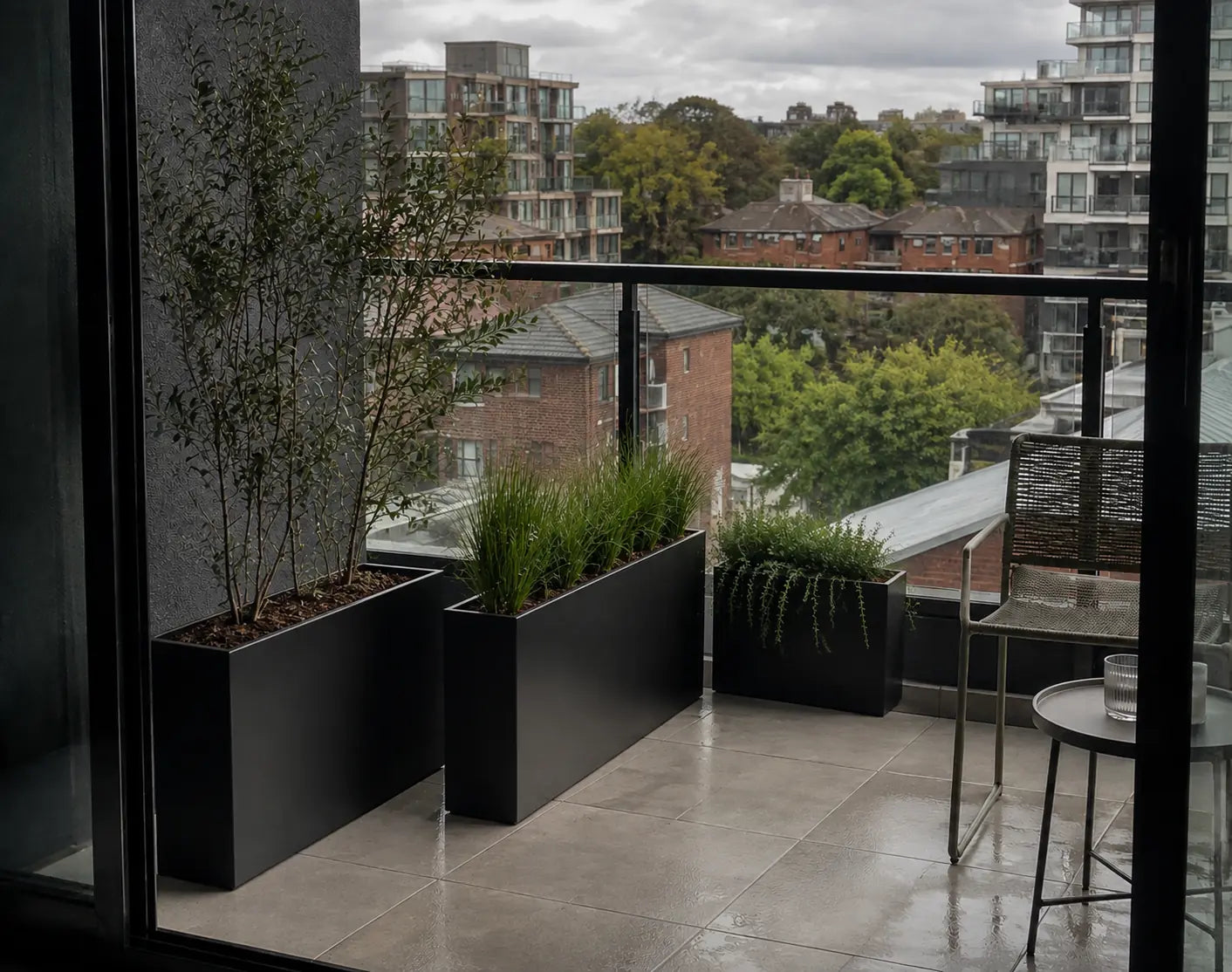 Tal  Luxury Rectangular Trough Planter Set of 3 | Matt Black & White | Premium Pot Range