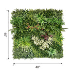 Botanical Symphony artificial green wall panel 1m x 1m, dimensions
