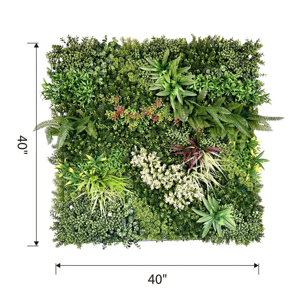 Botanical Symphony artificial green wall panel 1m x 1m, dimensions