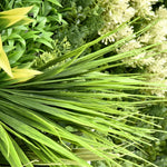 Botanical Symphony artificial green wall panel 1m x 1m, foliage detail 2