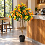Bougainvillea Bloom Tree – Yellow & Orange Faux Florals (120cm, UV Treated) - Designer Vertical Gardens Artificial Trees