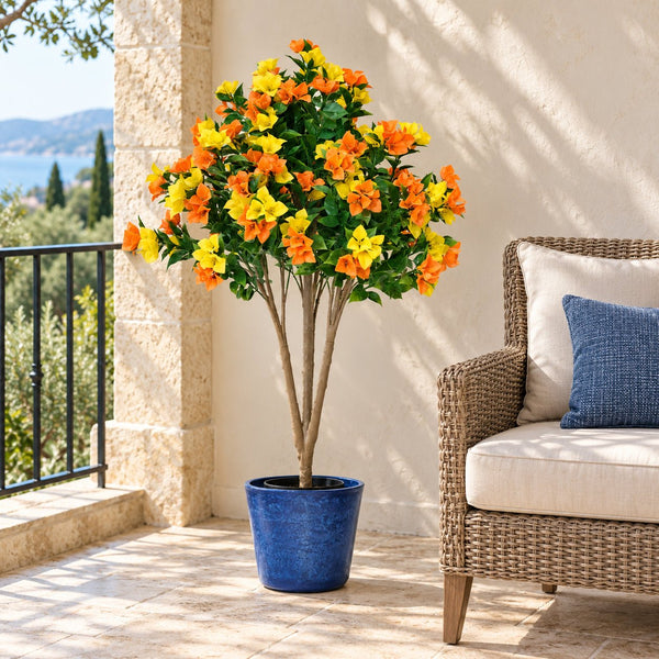 Bougainvillea Bloom Tree – Yellow & Orange Faux Florals (120cm, UV Treated) — gallery image 6
