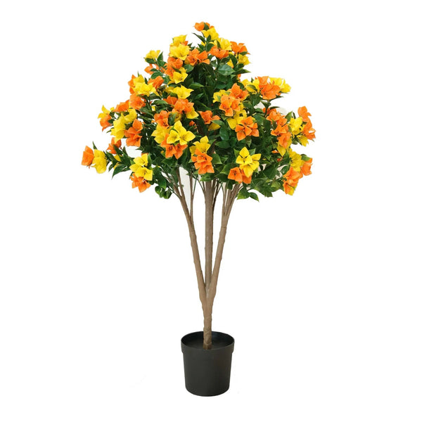 Bougainvillea Bloom Tree – Yellow & Orange Faux Florals (120cm, UV Treated) - image 1