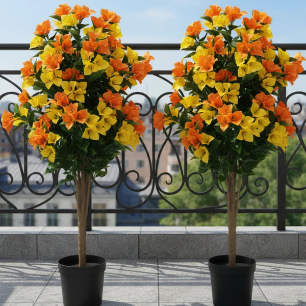 90cm UV Resistant Artificial Bougainvillea Tree | Yellow & Orange Faux Flowering Plant for Outdoor & Indoor - image 3