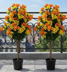 90cm UV Resistant Artificial Bougainvillea Tree | Yellow & Orange Faux Flowering Plant for Outdoor & Indoor