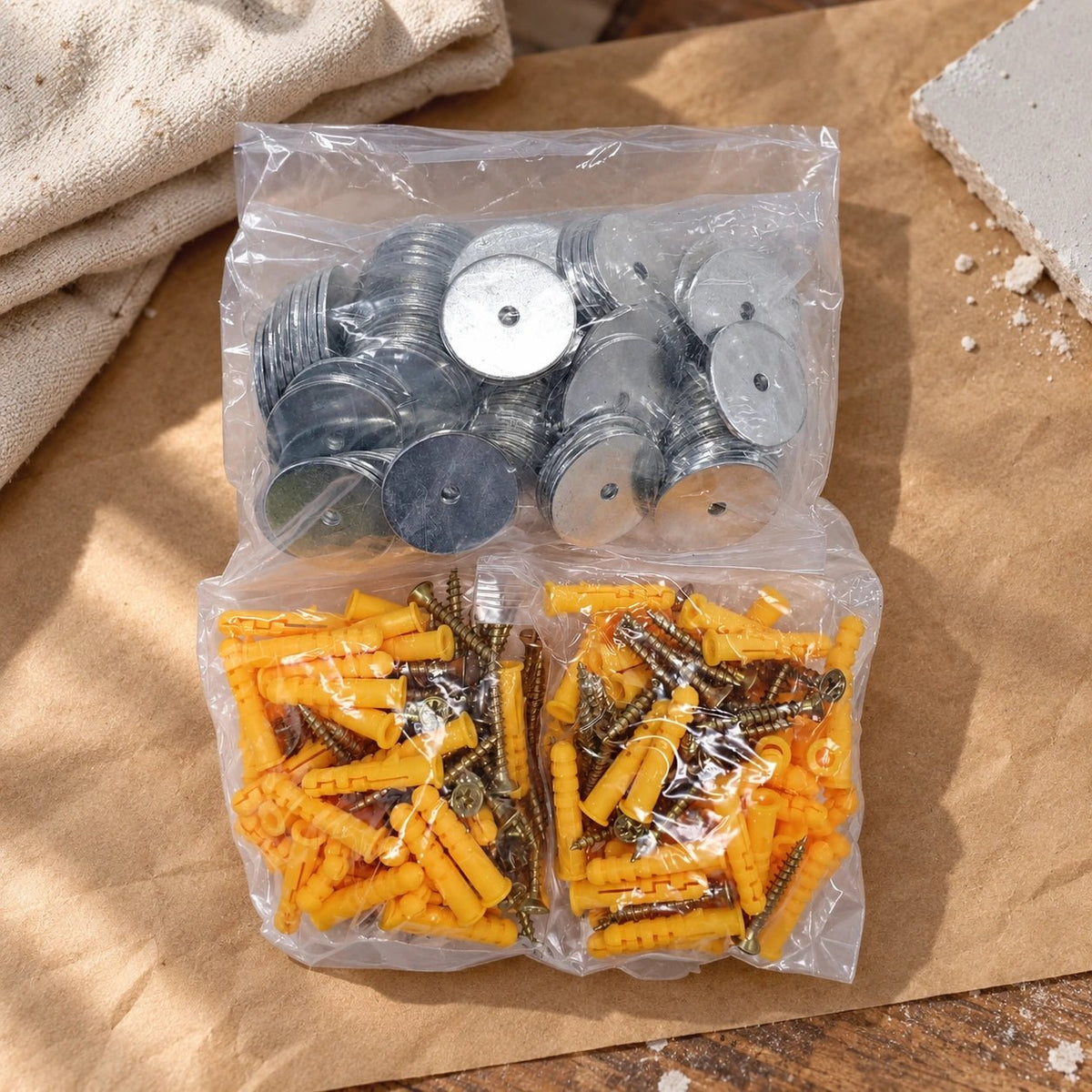 Bulk Screw, Washer & Plug Kit (Timber, Drywall And Plaster) 100 Pack - Designer Vertical Gardens Installation Equipment