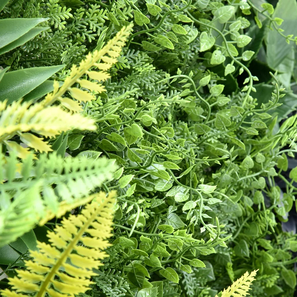 Coastal Canopy artificial green wall panel 1m x 1m, foliage detail 1