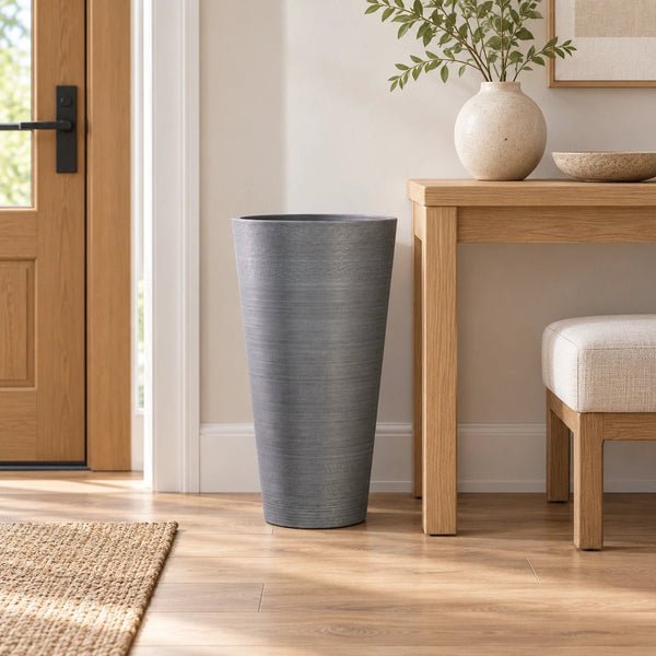Decorative Large Modern Grey Round Planter 71cm — gallery image 4