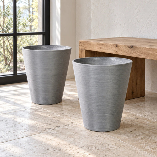 Decorative Textured Round Grey Planter 47cm — gallery image 4