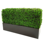 Rectangular planter with artificial greenery on a white background
