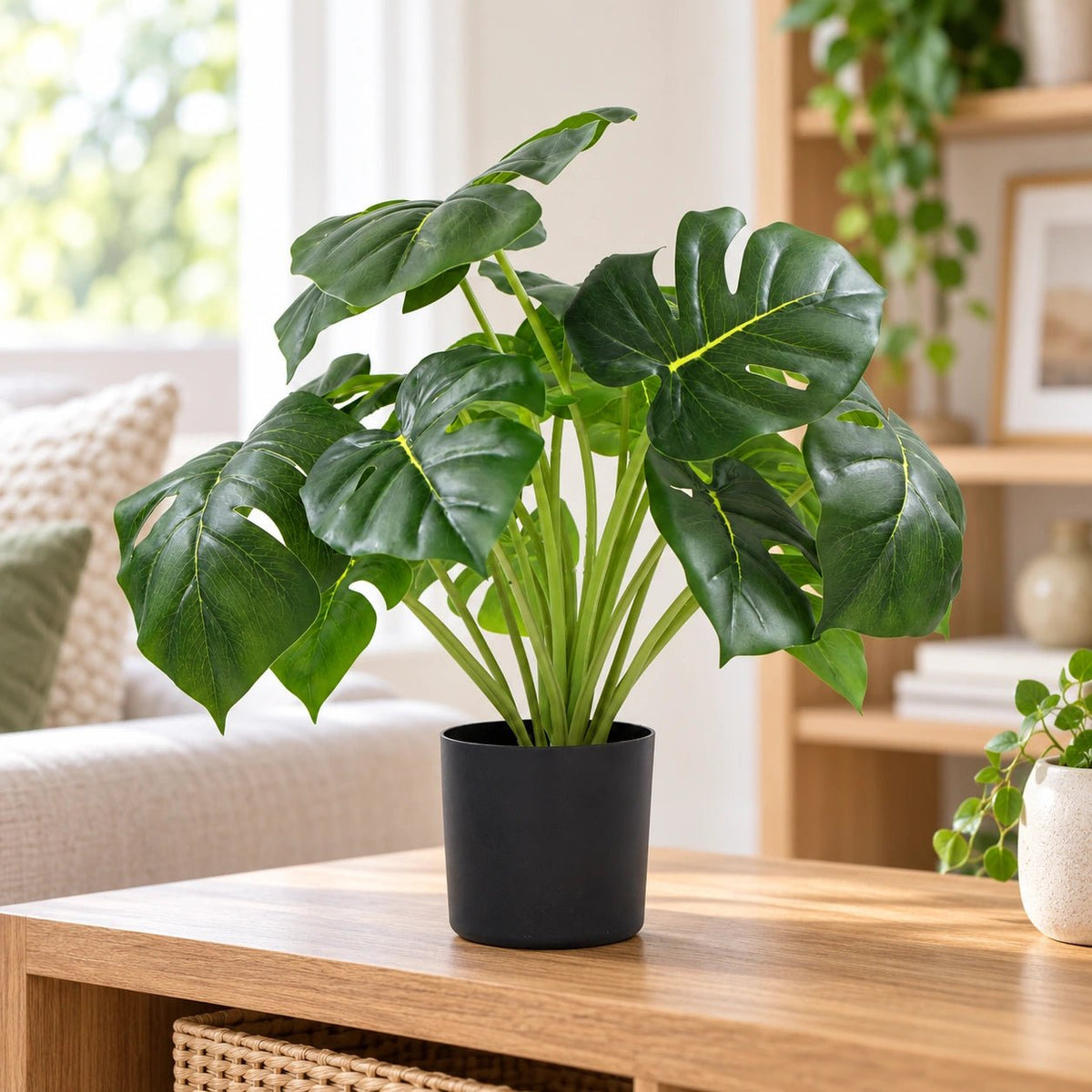 Dense Potted Artificial Split Philodendron Plant With Real Touch Leaves 50cm - Designer Vertical Gardens Artificial Shrubs and Small plants Artificial Trees