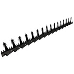 Black metal spike strip on a white background