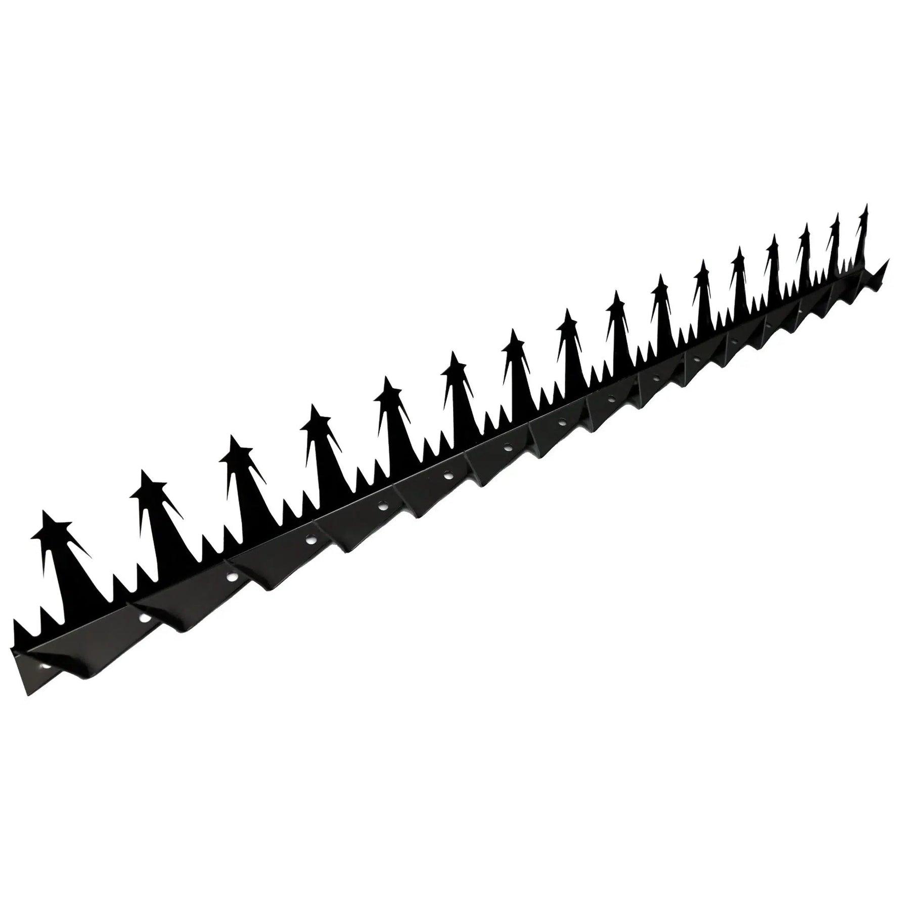 Black metal spike strip on a white background