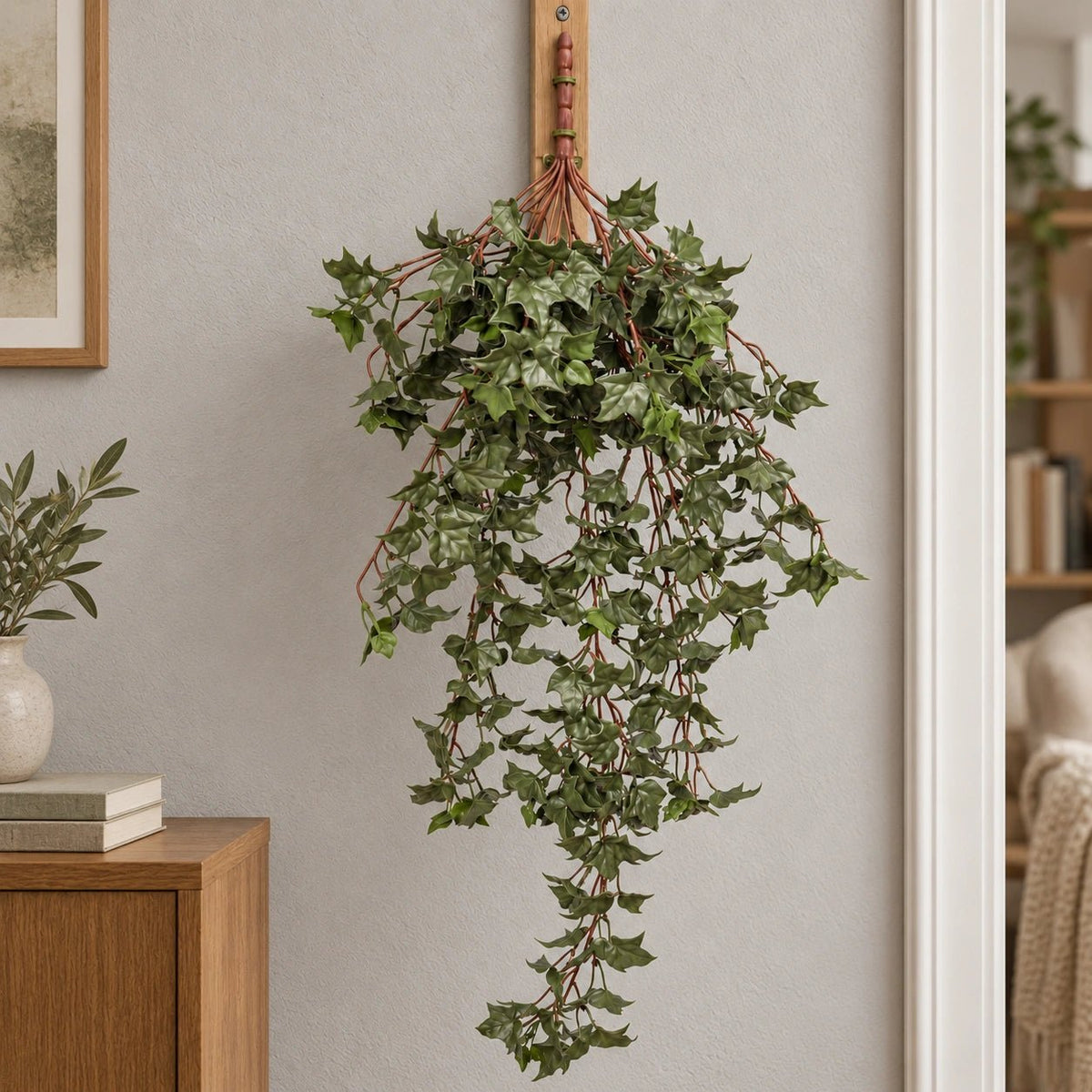 English Hanging Fake Ivy Bush 80cm UV Resistant (Indoor / Outdoor) - Designer Vertical Gardens 80cm hanging plants australia artificial english ivy bush
