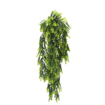 Artificial hanging green plant on a white background