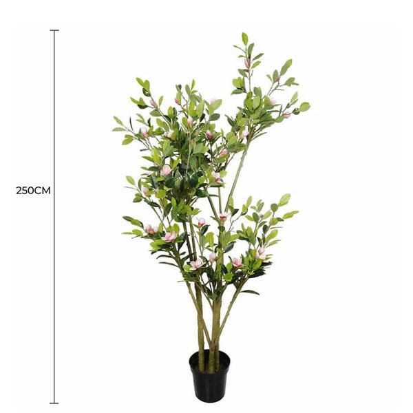 Faux Potted Magnolia Tree with Pink Flowers 250cm - image 4