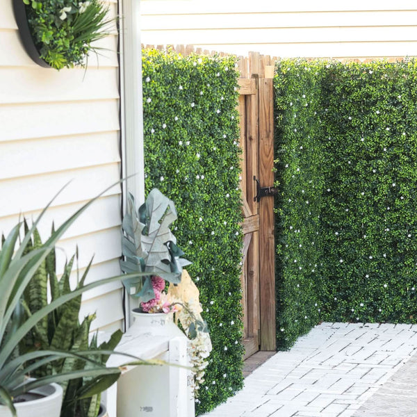 Flowering White Artificial Green Wall Disc UV Resistant 50cm (Black Frame) - image 12