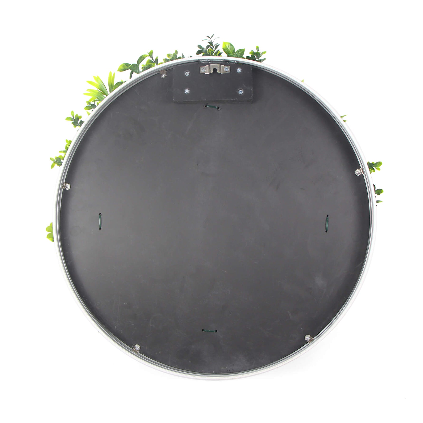 Flowering White Artificial Green Wall Disc UV Resistant 50cm (Black Frame) - Designer Vertical Gardens artificial garden wall plants artificial green wall australia