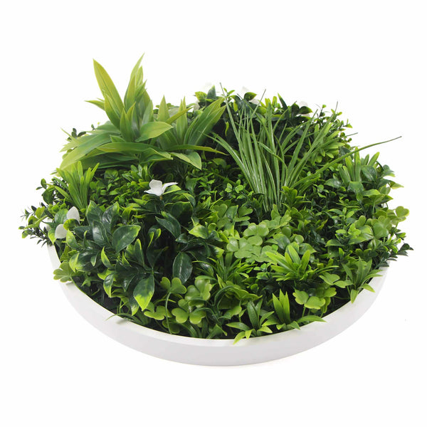 Flowering White Artificial Green Wall Disc UV Resistant 50cm (White Frame) — gallery image 11
