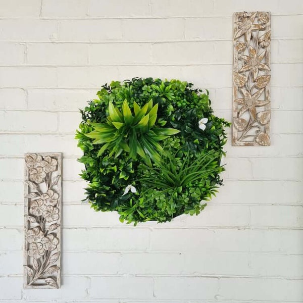 Flowering White Artificial Green Wall Disc UV Resistant 50cm (White Frame) - image 11