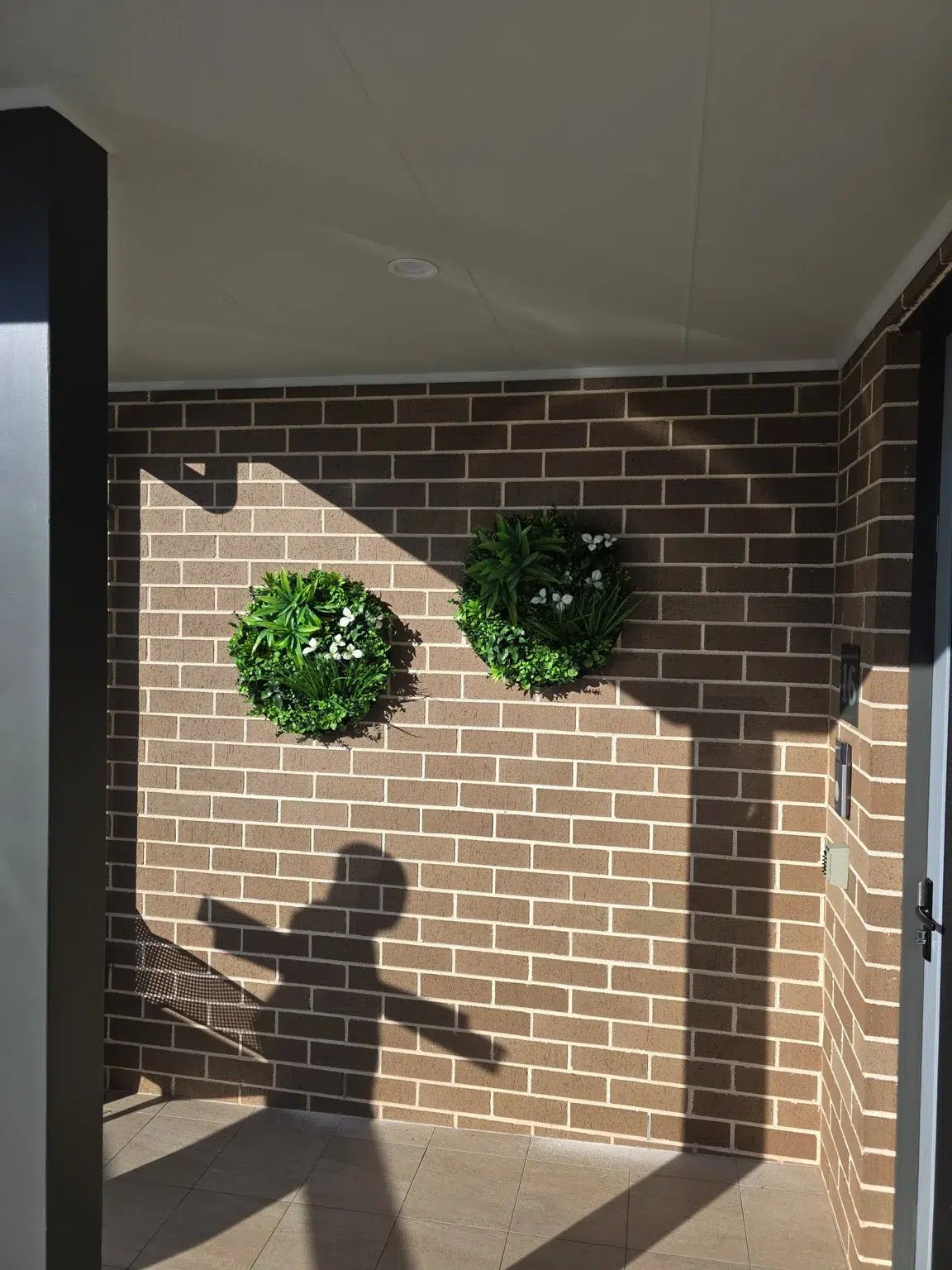 Flowering White Artificial Green Wall Disc UV Resistant 50cm (White Frame) - Designer Vertical Gardens artificial garden wall plants artificial green wall sydney