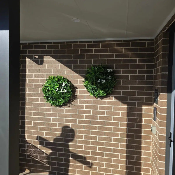 Flowering White Artificial Green Wall Disc UV Resistant 50cm (White Frame) - image 18