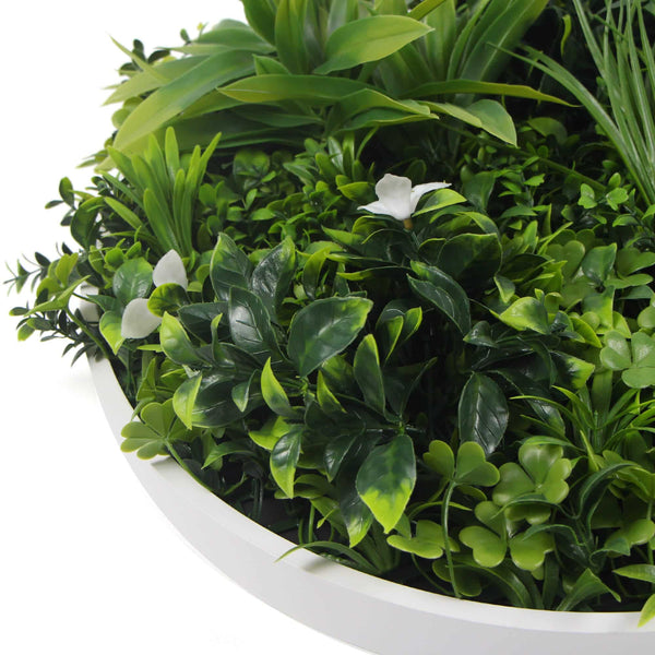Flowering White Artificial Green Wall Disc UV Resistant 50cm (White Frame) - image 14