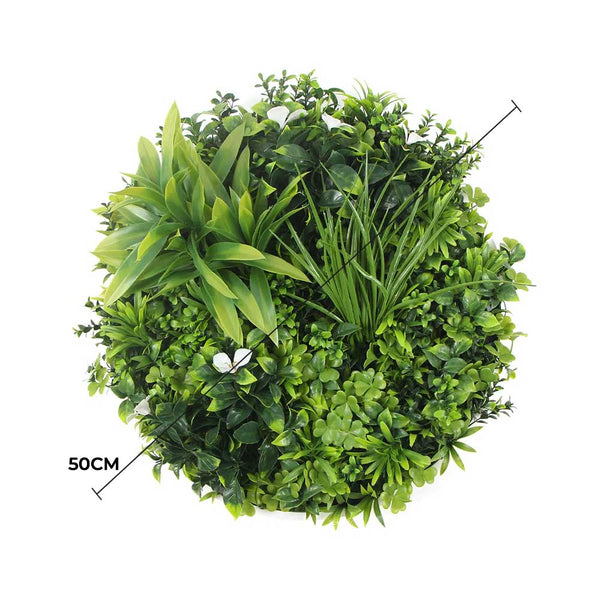 Flowering White Artificial Green Wall Disc UV Resistant 50cm (White Frame) — gallery image 7