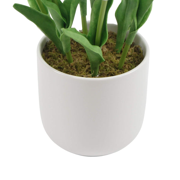 Flowering White Artificial Tulip Plant Arrangement With Ceramic Bowl 35cm — gallery image 7