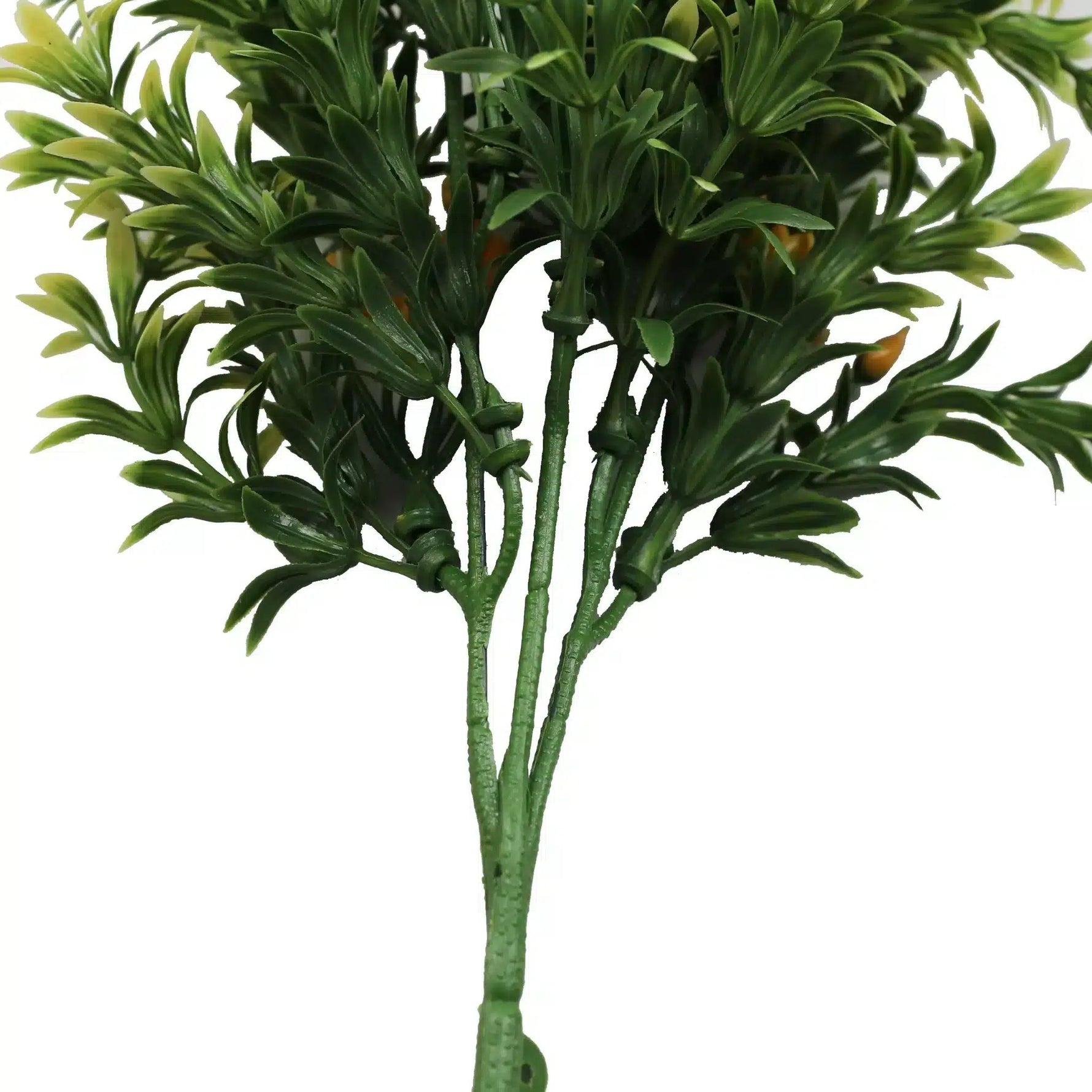 Artificial green plant branch on a white background