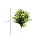 Artificial green bush with measurement label on a white background