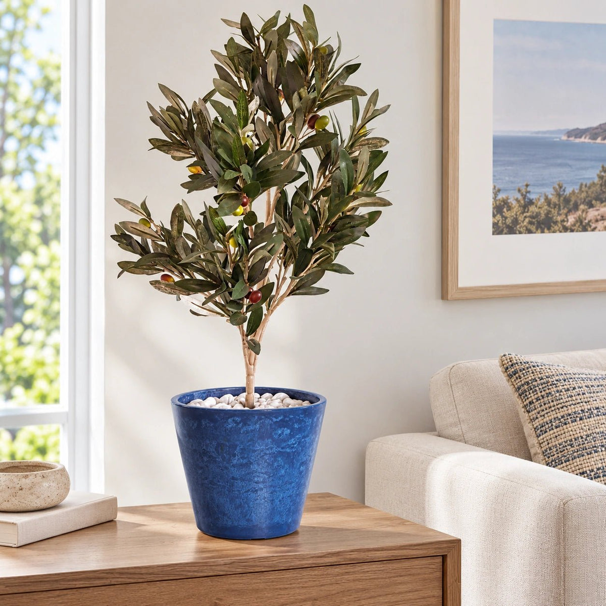 Glossy Blue Garden Pot 25cm - Designer Vertical Gardens Pots