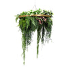 Gold Artificial Hanging Plant Disc Chandelier with Trailing Foliage — 60cm UV Resistant