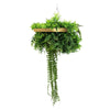 Gold Artificial Hanging Plant Disc Chandelier with Trailing Foliage & Pearls — 40cm UV Resistant