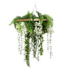 Gold Artificial Hanging Wisteria Disc Chandelier with Trailing Blooms — 60cm UV Resistant