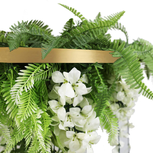 Gold Artificial Hanging Wisteria Disc Chandelier with Trailing Blooms — 60cm UV Resistant — gallery image 4